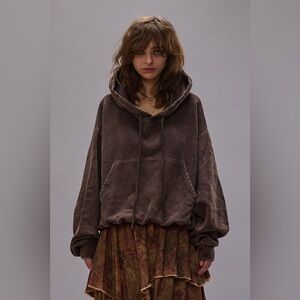 R13 BALLOON POPOVER HOODIE - BROWN - size M